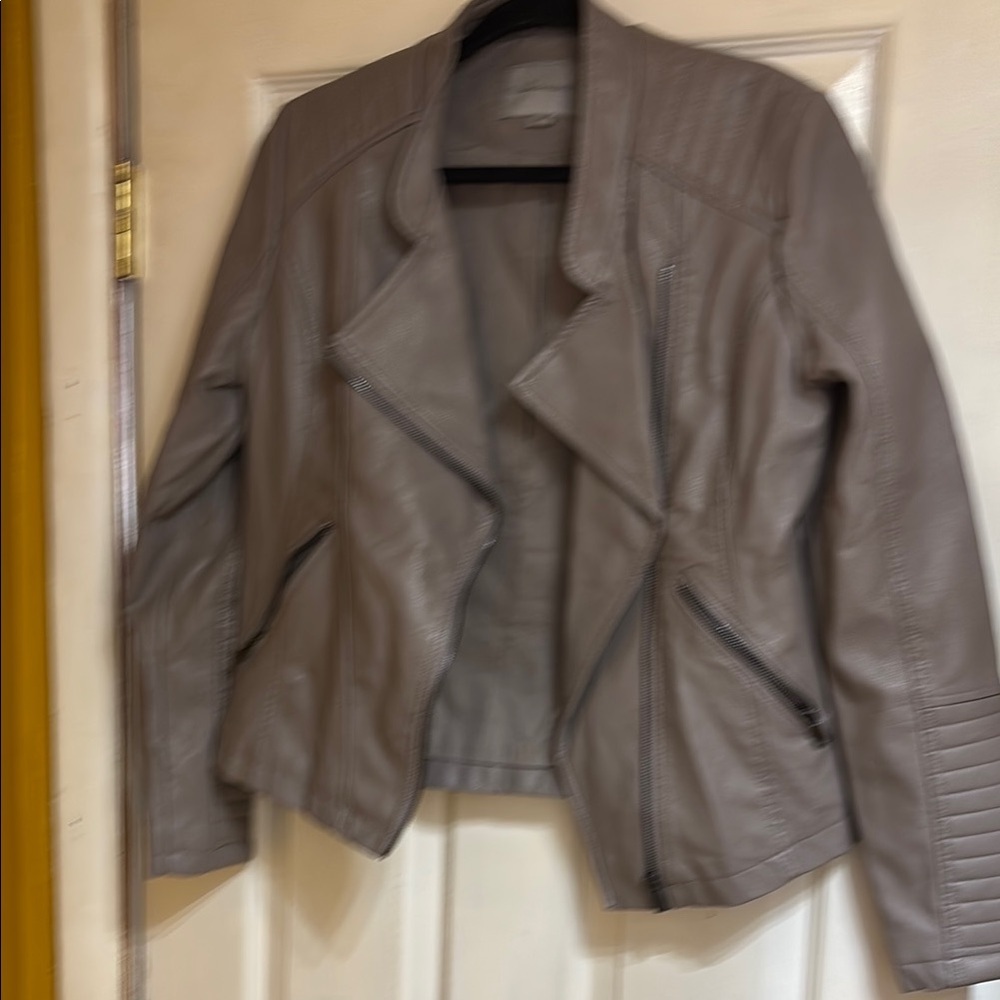 Wishlist Tan Leather Moto Jacket Asymmetrical Design